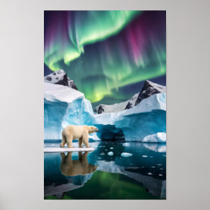 Arktisk natur Aurora Iceberg utanför landskapet Poster