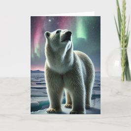 Arktisk Polar Bear Aurora Borealis Norra Ljus Helgkort
