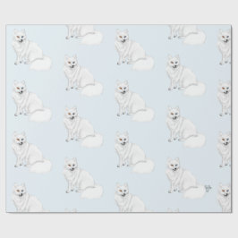 Arktisk räv Adorable Airbrush-mönster Icy Blue Presentpapper