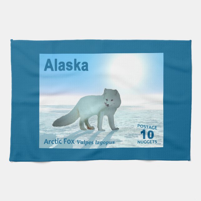 Arktisk räv - Alaska Postage Kökshandduk (Horisontell)