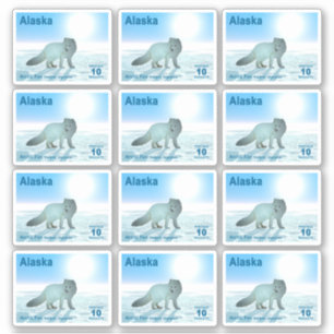 Arktisk räv - Alaska Postage Sticker Klistermärken