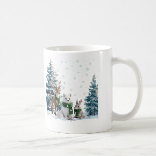 Arktisk räv Älg och hare Vinter Vilda djur Trio Kaffemugg