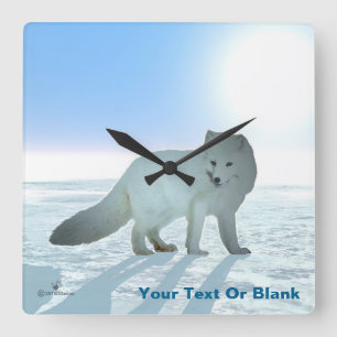 Arktisk räv fyrkantig klocka