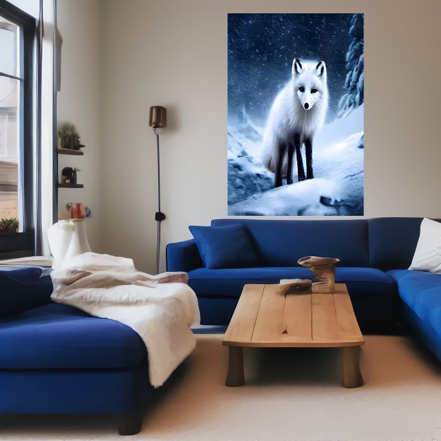 Arktisk räv i berget | AI Art Poster (Skapare uppladdad)