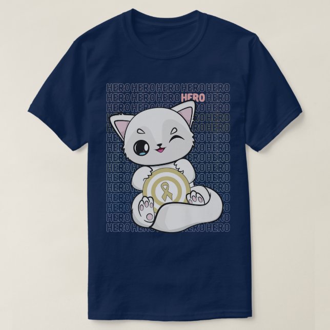 Arktisk räv med Kawaii-band för barncancer T Shirt (Design framsida)