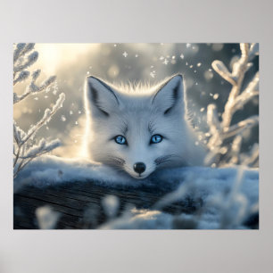 Arktisk räv med mesmeriserande blå Ögon Poster