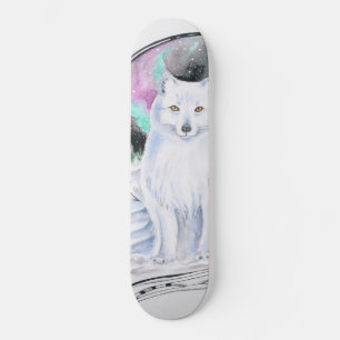 Arktisk räv, vattenfärg, Bläck Mini Skateboard Bräda 18,5 Cm