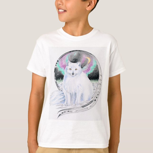 Arktisk räv, vattenfärg, Bläck T Shirt (Framsida)