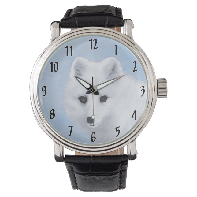 Arktisk rävmålning - Original Wildlife Art Armbandsur (Framsida)