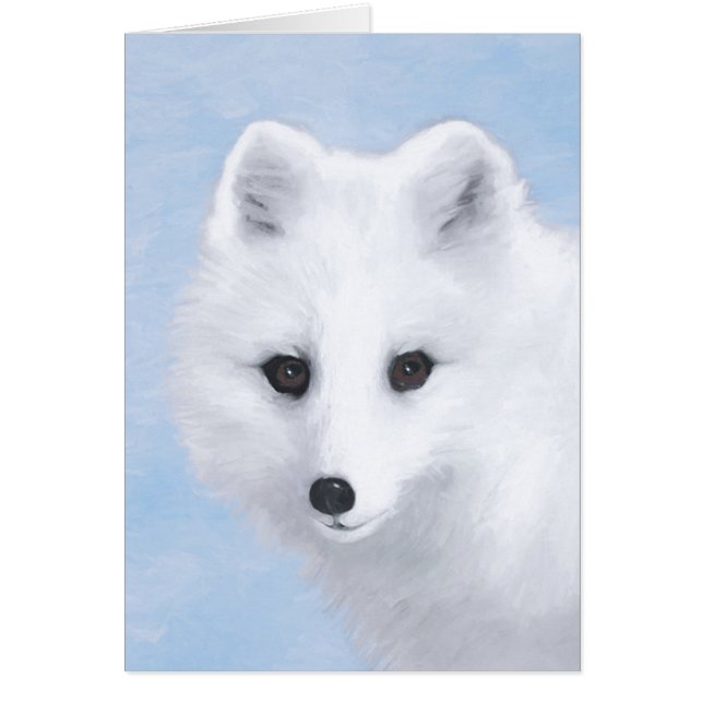 Arktisk rävmålning - Original Wildlife Art Hälsningskort (Framsidan)