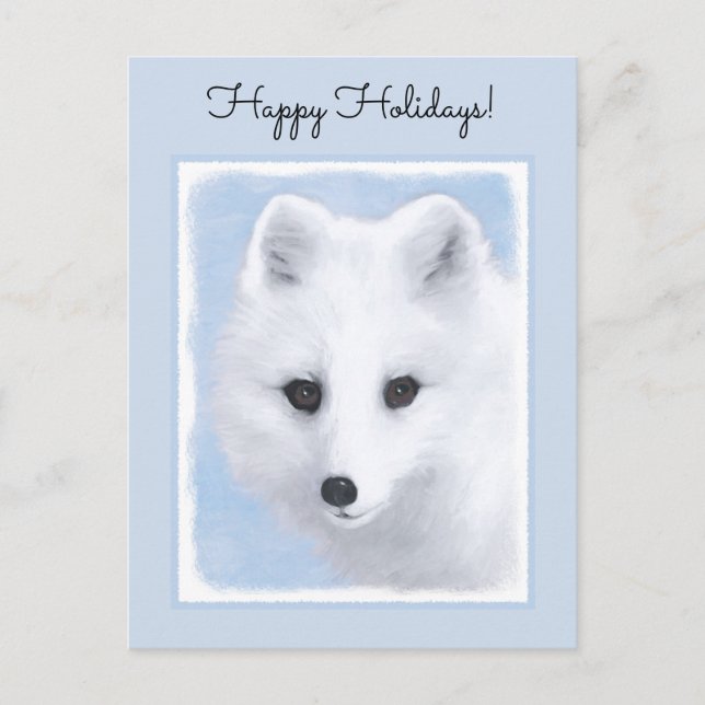 Arktisk rävmålning - Original Wildlife Art Helg Vykort (Framsida)