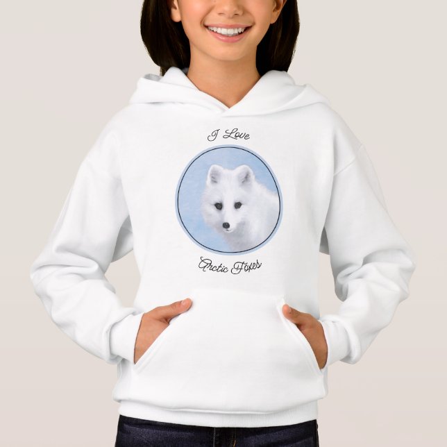Arktisk rävmålning - Original Wildlife Art Hoodie T Shirt (Framsida)