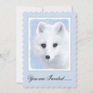 Arktisk rävmålning - Original Wildlife Art Inbjudningar