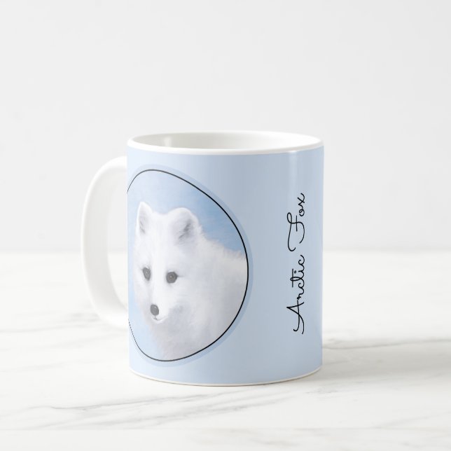 Arktisk rävmålning - Original Wildlife Art Kaffemugg (Framsida vänster)