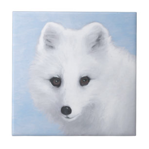 Arktisk rävmålning - Original Wildlife Art Kakelplatta