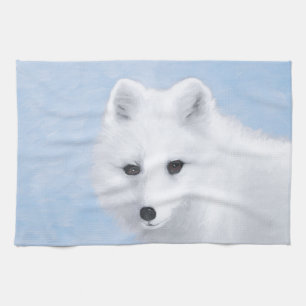 Arktisk rävmålning - Original Wildlife Art Kökshandduk
