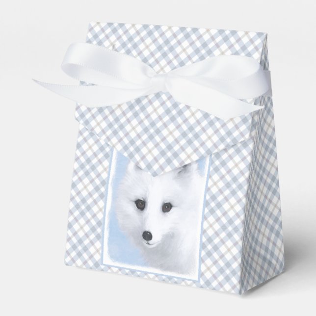 Arktisk rävmålning - Original Wildlife Art Presentaskar (Framsidan Sidan)