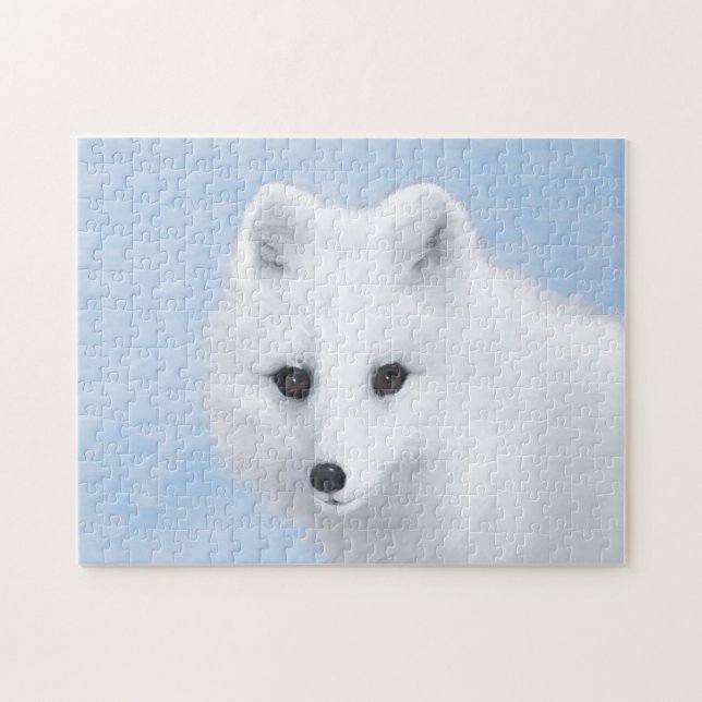 Arktisk rävmålning - Original Wildlife Art Pussel (Horisontell)