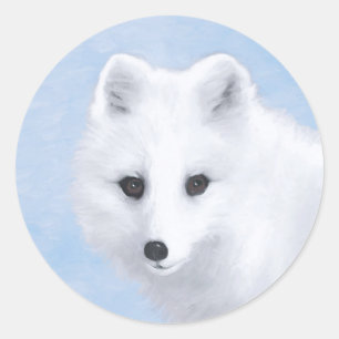 Arktisk rävmålning - Original Wildlife Art Runt Klistermärke