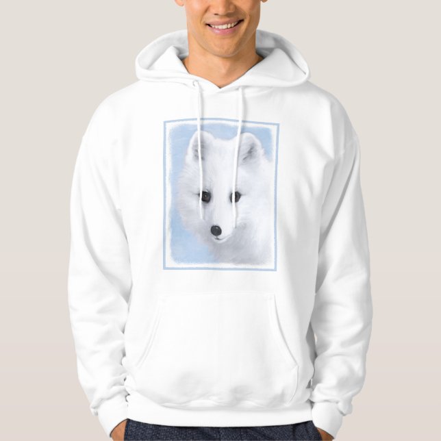 Arktisk rävmålning - Original Wildlife Art Sweatshirt Med Luva (Framsida)
