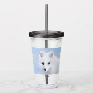 Arktisk rävmålning - Original Wildlife Art Take Away Mugg