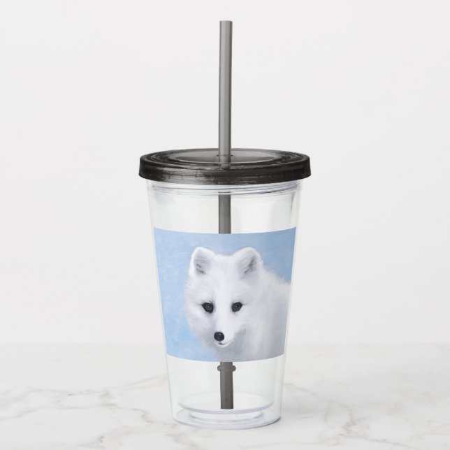 Arktisk rävmålning - Original Wildlife Art Take Away Mugg (Framsida)