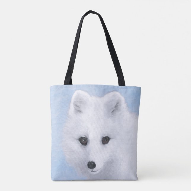 Arktisk rävmålning - Original Wildlife Art Tygkasse (Baksida)