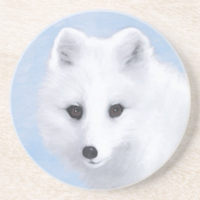 Arktisk rävmålning - Original Wildlife Art Underlägg (Framsidan)