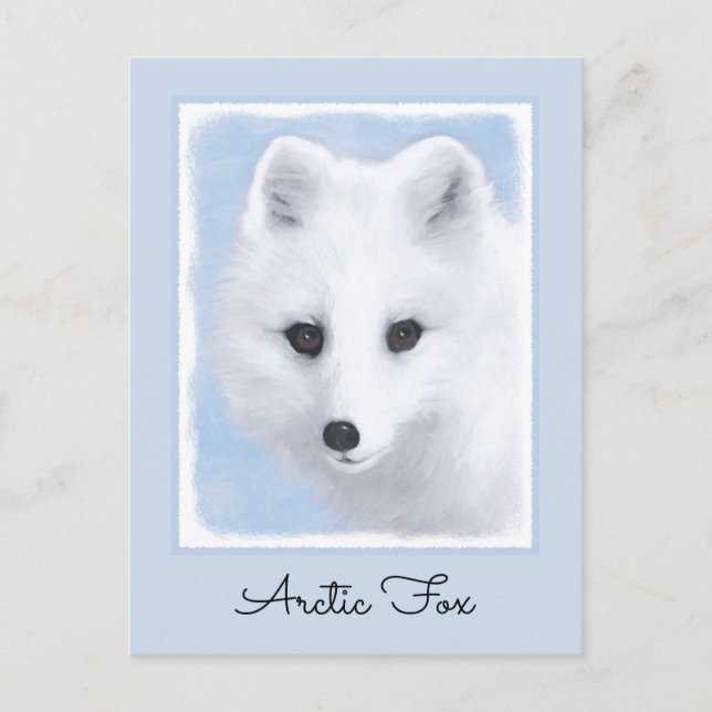 Arktisk rävmålning - Original Wildlife Art Vykort (Framsida)