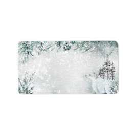 Arktisk räx Snowy Winter Woodland Adress Adressetikett