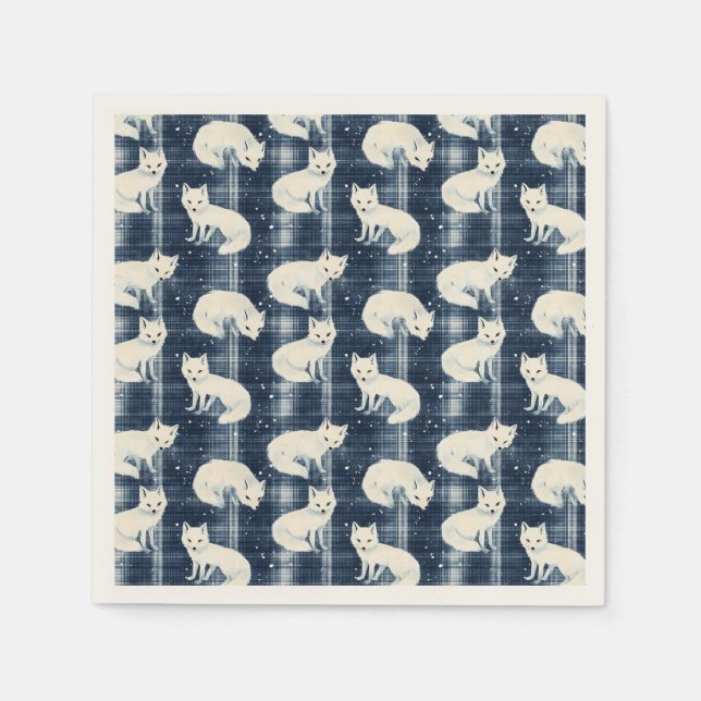 Arktisk räx Vinterjul Tartan Play Mönster 2 Pappersservett (Framsidan)