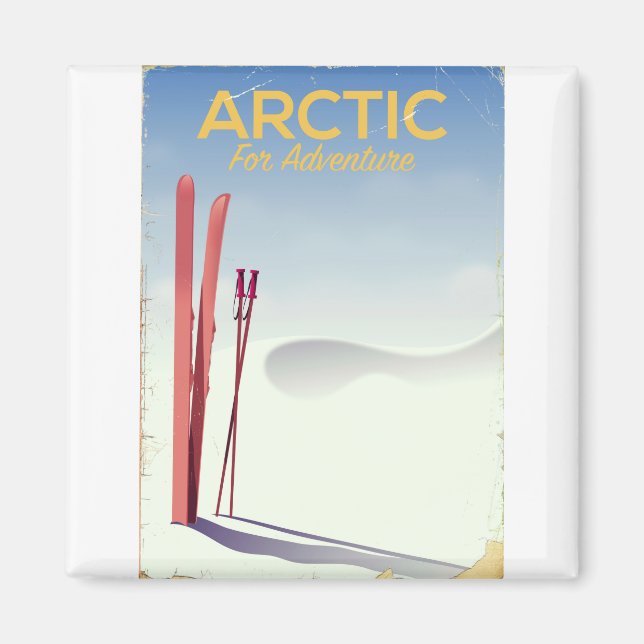 Arktisk skidborrning i vintage äventyr poster magnet (Framsidan)