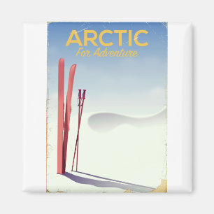 Arktisk skidborrning i vintage äventyr poster magnet