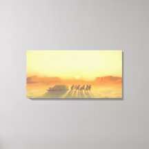 Arktisk slädfärd expedition Midnight Sun Litografi