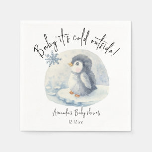 Arktisk söt Penguin - baby är det kall utanför Pappersservett