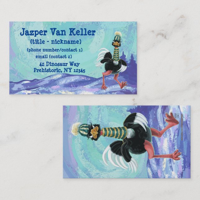 Arktisk struts vid Springa Visitkort (Fram/baksida)