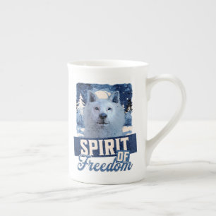Arktisk varg ande av frihet vilda design benporslin mugg