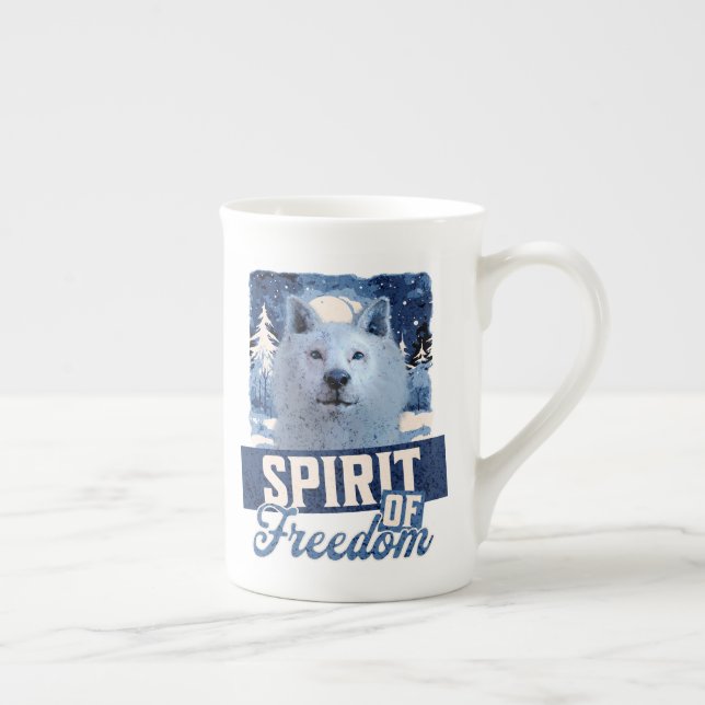 Arktisk varg ande av frihet vilda design benporslin mugg (Höger)