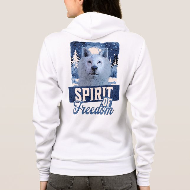 Arktisk varg ande av frihet vilda design t shirt (Baksida)
