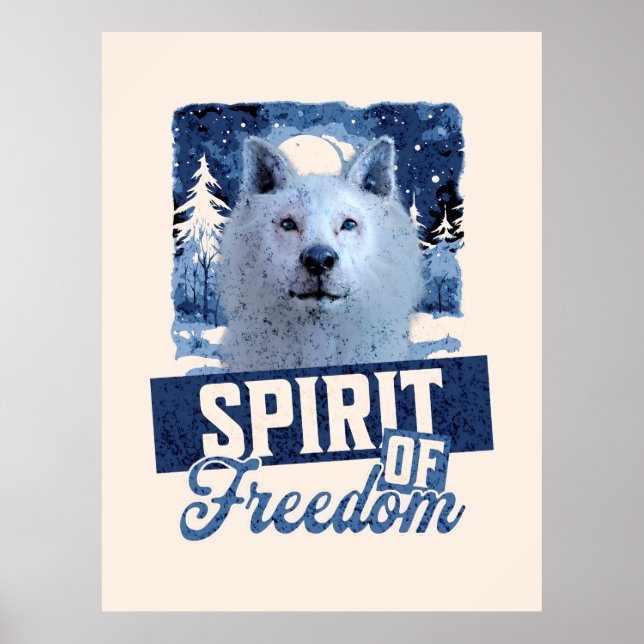 Arktisk Varg Ande av Frihet Vilda Djur Design Poster (Framsidan)