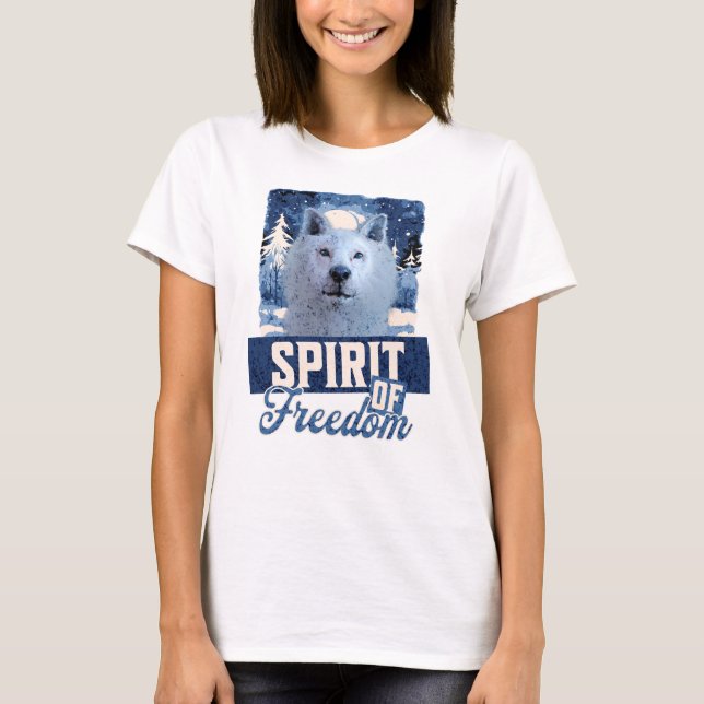 Arktisk Varg Ande av Frihet Vilda Djur Design T Shirt (Framsida)