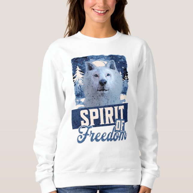 Arktisk Varg Ande av Frihet Vilda Djur Design T Shirt (Framsida)