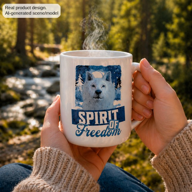 Arktisk Varg Anden av Frihet Vilda Djur Design Kaffemugg (Skapare uppladdad)