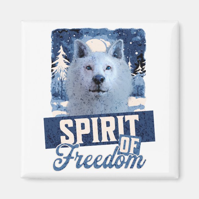 Arktisk Varg Anden av Frihet Vilda Djur Design Magnet (Framsidan)
