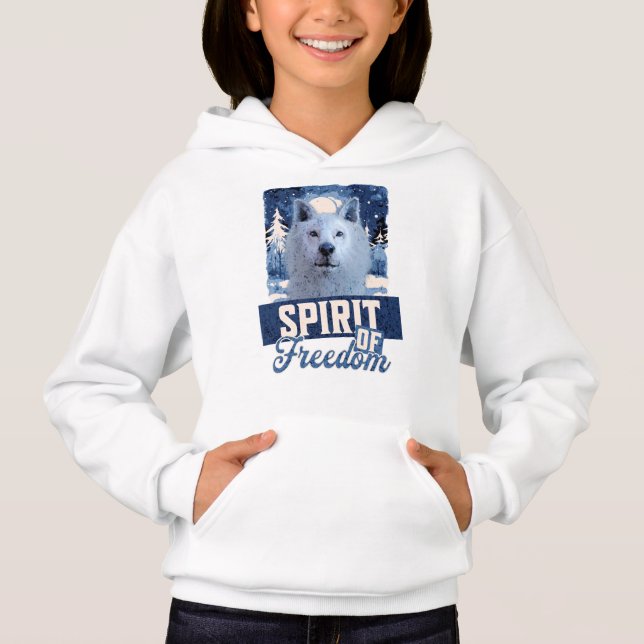 Arktisk Varg Andens Frihet Vilda Design T Shirt (Framsida)