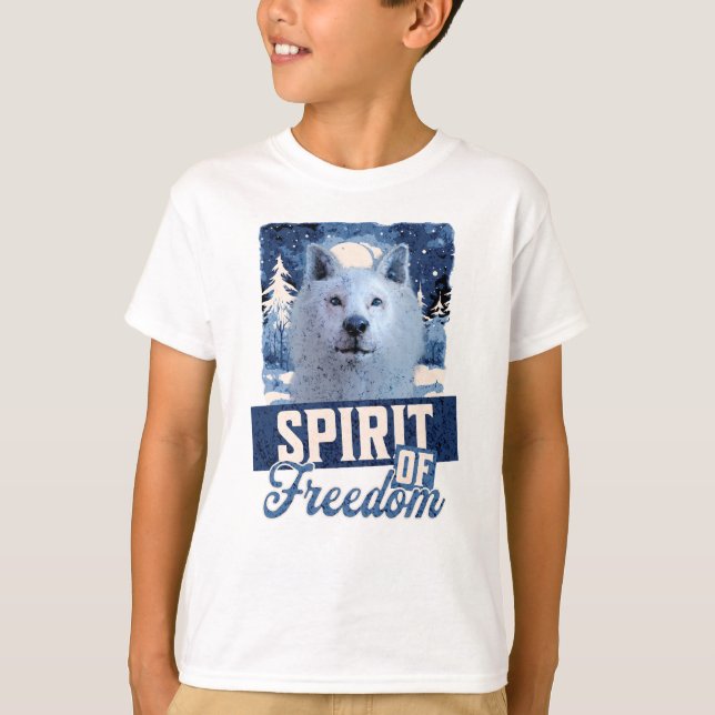 Arktisk Varg Andens Frihet Vilda Design T Shirt (Framsida)