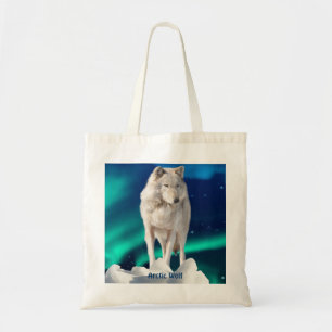 Arktisk Varg, Aurora och stjärnor, tote Bag-samlin Tygkasse