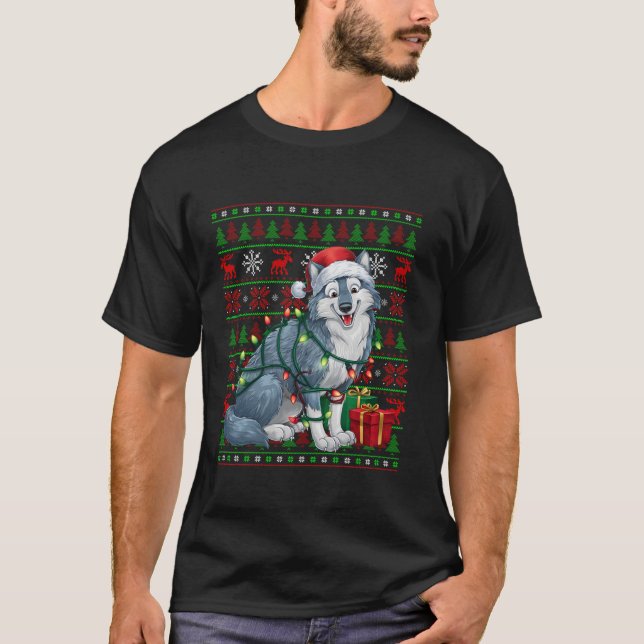 Arktisk Varg Julafton Ljus Ugly Santa Hat Arktis V T Shirt (Framsida)