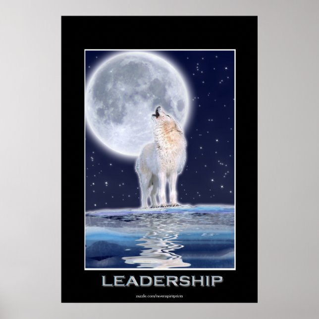 Arktisk Varg och en Måne-LEADERSHIP Art Poster (Framsidan)