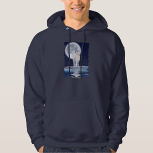 Arktisk Varg och en Winter Måne Hoodie